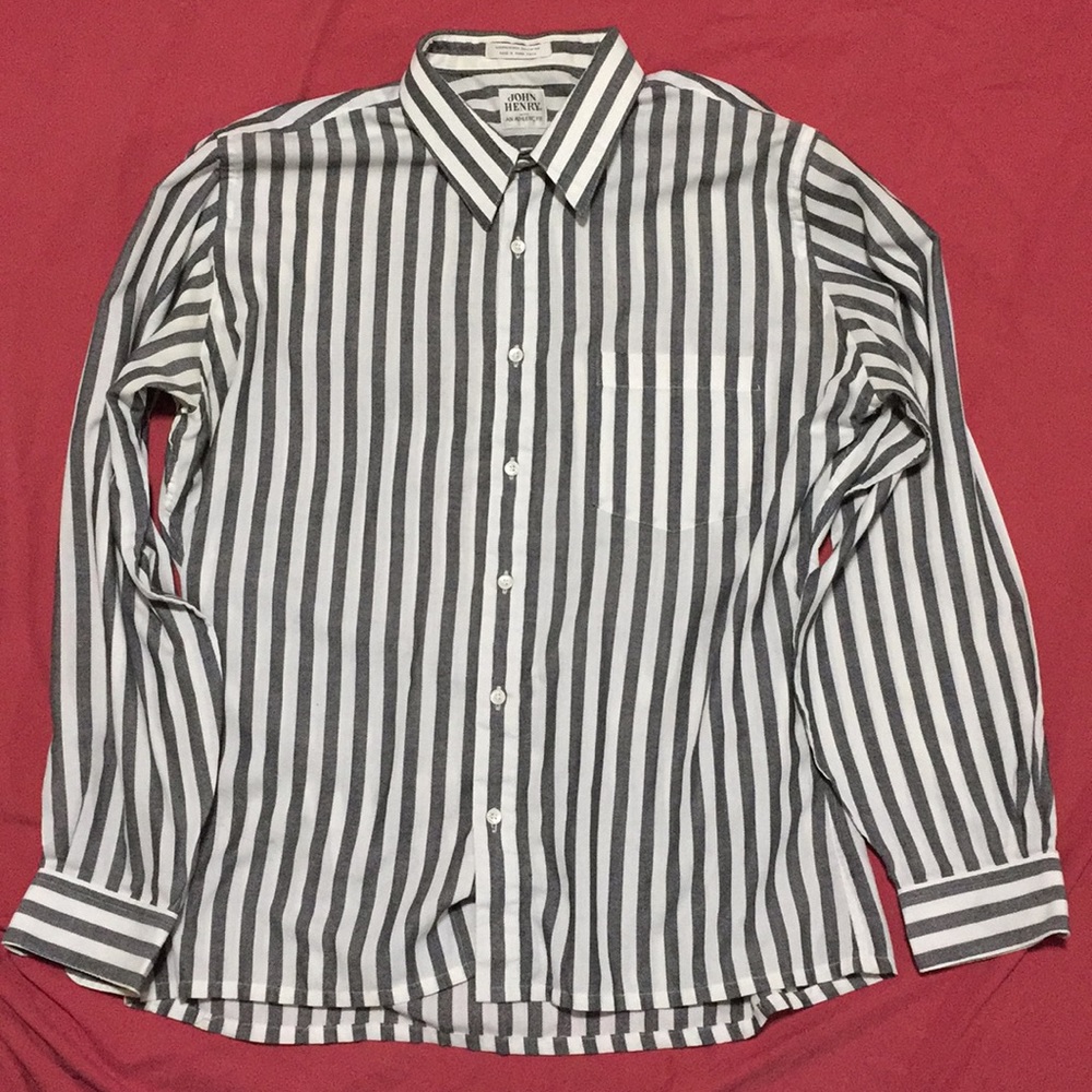 John Henry Athletic Fit Striped Button Down Shirt